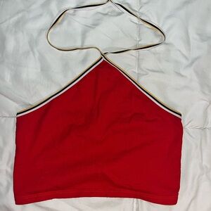 Red Halter Crop Top